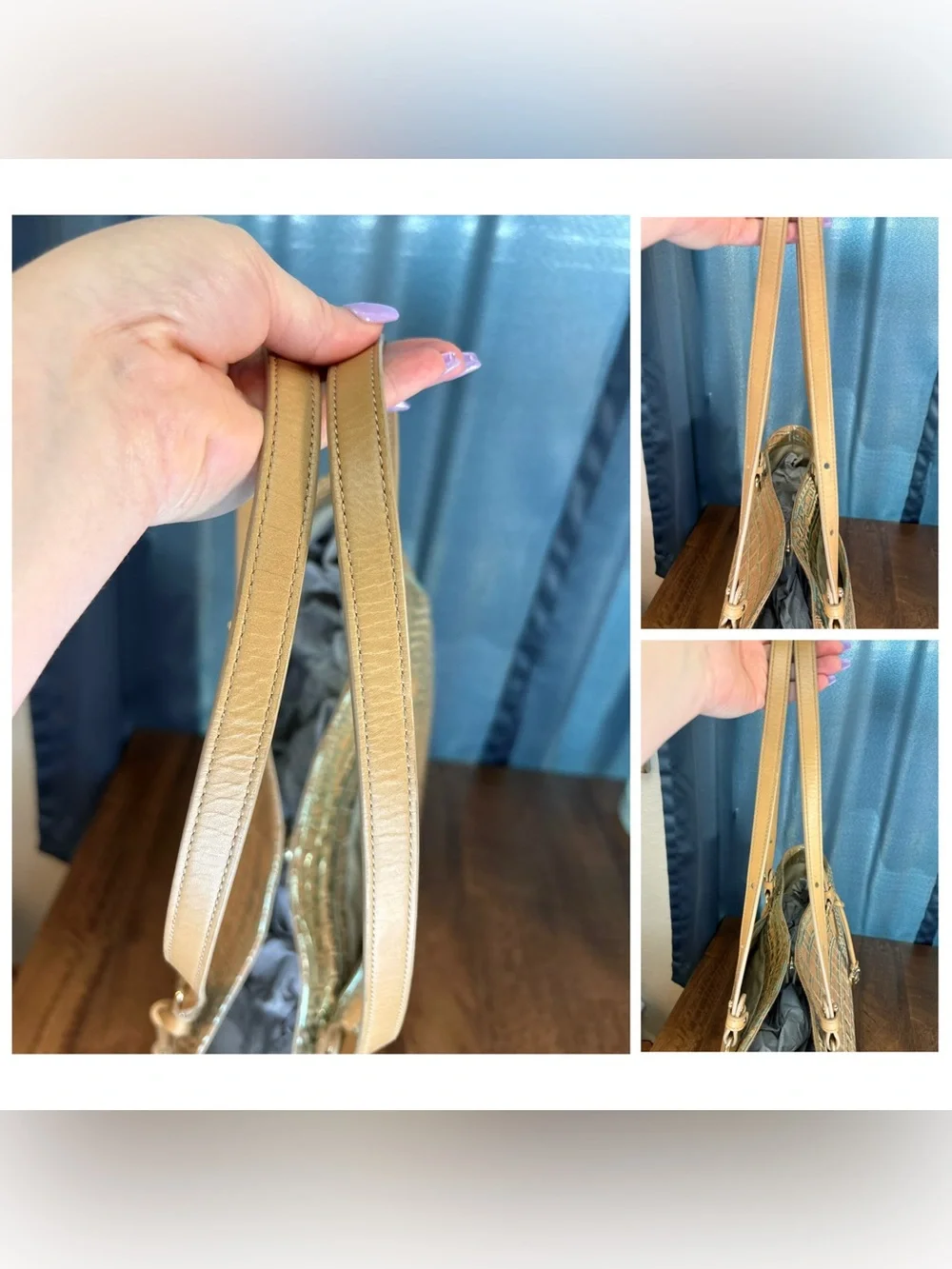 Brahmin EUC April & Veronica - Mineral Blue Freemont - Soft Nubuck - Metallic